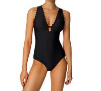 Sonnena Costume da Bagno Intero da Donna, con Scollo a V Profondo, oblò e Anello, Piscina Donna Costumi