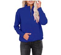 Sonnena Donna Top in Pile con Cerniera a Un Quarto a Maniche Lunghe Felpa Donna Mezza Lunga Casual Tinta Unita Autunno Camicia Elegante Zip Scollo a V Maglia Donna Manica