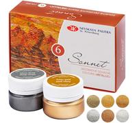Sonnet Colori Gouache Effetto Metallico di Alta Qualità (6x20ml) | Set di Tempera in 6 Bellissimi ad Alta Concentrazione di Pigmenti per Ogni Superficie | da Nevskaya Palitra