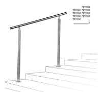Sonnewelt Corrimano Acciaio Inox 100 * 4.2 * 106.5cm,0 traverse,Ringhiera con kit di installazione,Passamano per Interni o Esterni