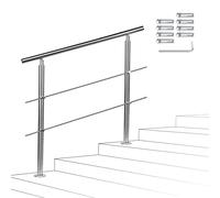 Sonnewelt Corrimano Acciaio Inox 80 * 4.2 * 106.5cm,2 traverse,Ringhiera con kit di installazione,Passamano per Interni o Esterni