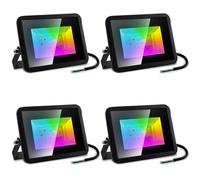 Sonnewelt Faretto a LED RGB, per esterni, impermeabile, super luminoso, con telecomando, cambia colore, 10 W, 4 pezzi