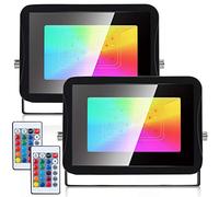 Sonnewelt Faretto a LED RGB, per esterni, impermeabile, super luminoso, con telecomando, cambia colore, 50 W, 2 pezzi