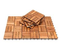 Sonnewelt - Piastrelle in legno di acacia, 1 m², 30 x 30 cm, per balconi, terrazze, portici e giardini, 11 pezzi