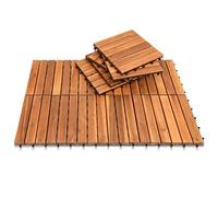Sonnewelt - Piastrelle in legno di acacia a effetto mosaico, 30 x 30 cm, sistema a incastro, per terrazze e balconi, 11 pezzi (1 m²)