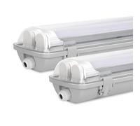 Sonnewelt Reglette LED per garage 150 cm, illuminazione LED impermeabile 2 unità 24 W 4800 LM IP65 2xT8 Tubo Reglette LED impermeabile, Bianco freddo 6000 K, plafoniera per officina, seminterrato