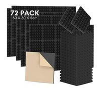 Sonnewelt Schiuma acustica autoadesiva, 72 pezzi, 5 x 30 x 30 cm, assorbitore acustico 3D, ad alta densità, per la parete, il corridoio, le piastrelle eco riducono l'isolamento acustico per studi di