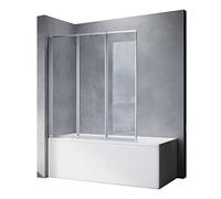 SONNI Parete Vasca 3 Ante,Vasca da Bagno Pieghevoli a Libro Silenziosa Nano Vetro 4 mm Trasparente Temperato 130x140cm