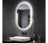 SONNI Specchio Bagno LED Semicircolare 70x50cm Touch Anti-appannamento | Specchio LED Dimmerabile Con 3 Colori, Antiappannamento Integrato, Per Uomo, Donna, Coppia E Famiglia