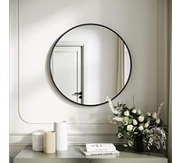 SONNI Specchio da Parete Moderno 60 cm, Specchio Tondo a Parete con Cornice in Alluminio Nero e Vetro HD per Bagni, Soggiorni, Corridoi e Altro Ancora