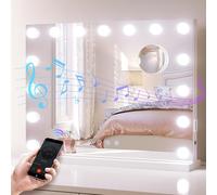 SONNI Specchio modello Hollywood con Bluetooth, specchio da trucco con luce a 3 temperature di colore, 15 lampade LED, grande specchio cosmetico con controllo touch e funzione di memoria della