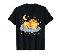 Sonno Leone Luna Pisolino Animale assonnato Carino Leone Maglietta
