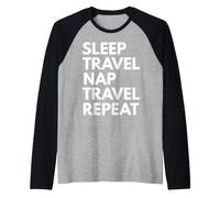 Sonno Nap Viaggio Ripetuto Viaggiatore Viaggiare Viaggiare Maglia con Maniche Raglan