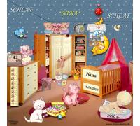 "Sonno NINA Sleep" - CD personalizzato cantato con " Nina " (anche possibile qualsiasi altro nome desiderato!) - efficace per addormentarsi / prodotto speciale per il cliente - Incl. immagine di nascita A4 con tutti i dati di nascita/La ninna per il vostro tesoro (o come regalo di padrini, per nascita...)