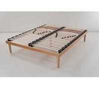 SONNO+ Rete Letto Fissa Matrimoniale FUORI MISURA 160x210 legno di faggio con doghe oscillanti e ammortizzatori regolabili di rigidità piedini conici in faggio massello (160x210)