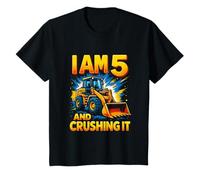Sono 5 e Crushing It Cool 5 ° compleanno Bulldozer Truck Maglietta