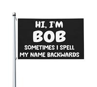 , sono Bob, a volte scrivo il mio nome al contrario, bandiera bifacciale personalizzata, banner esterno per patio, 9,1 x 1,5 m, sono Bob, a volte scrivo il mio nome al contrario, arazzo per
