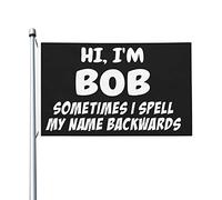 , sono Bob, a volte scrivo il mio nome al contrario, bandiera per la stanza dei ragazzi, decorazione da parete con bandiera vintage su due lati per esterni, 9,1 x 1,5 m, sono Bob, a volte sc