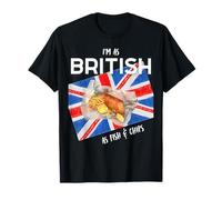 Sono Britannico Come Fish & Chips Fun British Heritage Boy Girl Maglietta