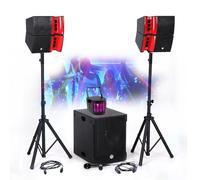 SONO COMPLETE 1200W BM Bmsonic BMS15-HORN, Altoparlanti satellitari, SUB 38cm USB/Bluetooth, Supporti Cavi, Light SUN