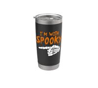 Sono con lo scheletro spettrale che indica la mano Sono con Spooky Bicchiere termico in acciaio inox doppia parete