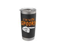 Sono con lo scheletro spettrale che indica la mano Sono con Spooky Bicchiere termico in acciaio inox doppia parete