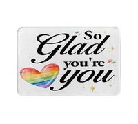 Sono Così Felice Che Tu Sia Il Tuo Cuore Arcobaleno Zerbino Asciugatura Rapida Tappetino Antiscivolo Moderno Zerbino Ingresso Per Interno Corridoi Porta 40 X 60Cm