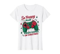 Sono così Felice di Giocare Ai Videogiochi A Natale Maglietta