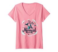 Sono Davvero Una Sirena: Stravagante Fantasia oceanica Maglietta con Collo a V, Donna, Rosa, L