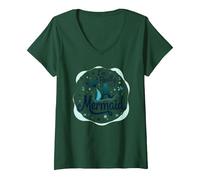 Sono Davvero Una Sirena: Stravagante Fantasia oceanica Maglietta con Collo a V, Donna, Verde Foresta, XXL