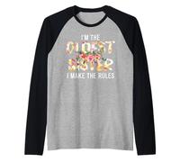 Sono la sorella più anziana I Make The Rules Funny Matching Family Maglia con Maniche Raglan