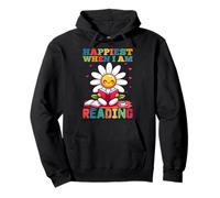 Sono più felice quando leggo - Cute Book Reader Lover Bookworm Felpa con Cappuccio
