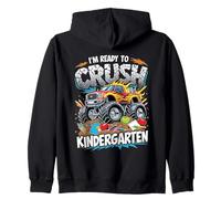 Sono Pronto a schiacciare la Scuola Materna Monster Truck Boys School Felpa con Cappuccio