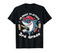 Sono Pronto ad attaccare Uno squalo di Terza elementare Back to School Divertente Maglietta
