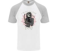 Sono Qui Per Te Teschio Grim Reaper Diavolo Maglietta S/S Da Baseball Per Uomo