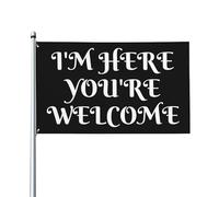 Sono qui sei benvenuto Bandiera 3x5 Arazzo Segnaletica da giardino per esterni Divertente bandiera da cortile con 2 occhielli Banner