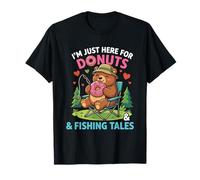 Sono Qui Solo per Donuts & Fishing Tales Funny Bear Angler Maglietta