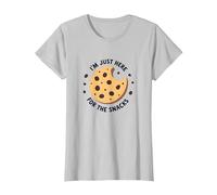 Sono Qui Solo per Gli spuntini - Divertente Amante dei Biscotti Maglietta, Donna, Argento, S