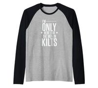 Sono Qui Solo per Gli Uomini in Kilt Larp Maglia con Maniche Raglan