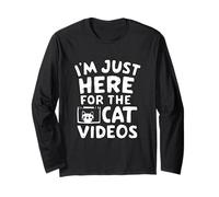 Sono Qui Solo per i Video di Gatti Meme Divertenti su Internet Cat Maglia a Manica