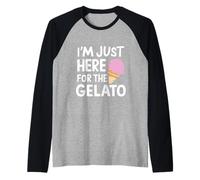 Sono Qui Solo per Il Gelato Italiano al Gelato alla Fragola Maglia con Maniche Raglan