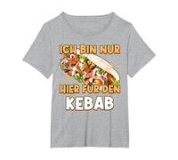 Sono Qui Solo per Il Kebab Che Dice Doner Kebab Maglietta, Donna Plus-Size, Grigio Melange, 4X