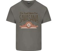 Sono Qui Solo Per Il Savasana Divertente Yoga Uomo V-Neck T-Shirt In Cotone