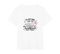 Sono Qui Solo per la Lettura del Topo di Biblioteca di Twist della Trama Maglietta, Donna Plus-Size, Bianco, 1X