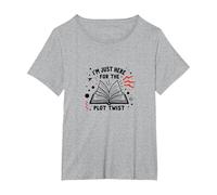 Sono Qui Solo per la Lettura del Topo di Biblioteca di Twist della Trama Maglietta, Donna Plus-Size, Grigio Melange, 5X