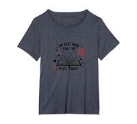 Sono Qui Solo per la Lettura del Topo di Biblioteca di Twist della Trama Maglietta, Donna Plus-Size, Pervinca, 1X