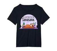 Sono Qui Solo per la Savasana Maglietta, Donna Plus-Size, Nero, 5X