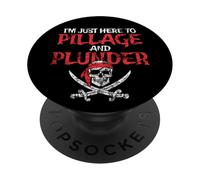 Sono qui solo per saccheggiare e saccheggiare un buffo pirata in difficoltà PopSockets PopGrip Adesivo