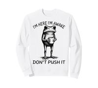 Sono Qui Sono Sveglio Don't Push It Funny Frog Meme retrò Felpa
