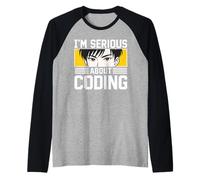 Sono serio riguardo alla codifica Anime Eyes Programmer Developer Maglia con Maniche Raglan
